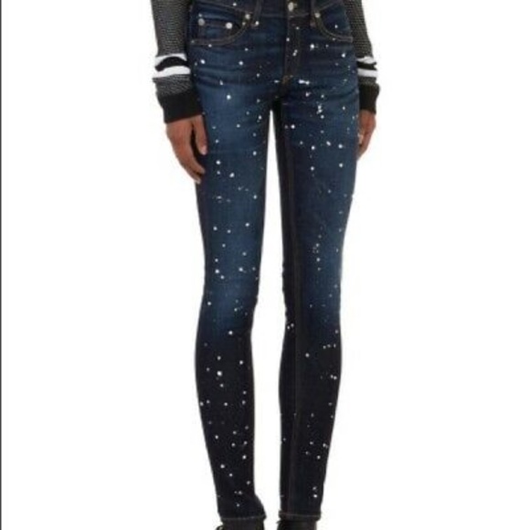 Women'sRAG & BONE Paint Splatter Cate Mid Rise Skinny Jeans Size 27 Anfield NWOT - Picture 3 of 12